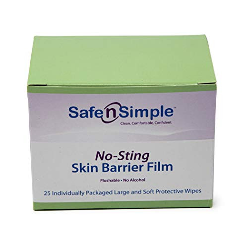 Safe n' Simple Skin Barrier No-Sting Skin Wipes 25 Count No-Sting Skin Barrier Film  Large