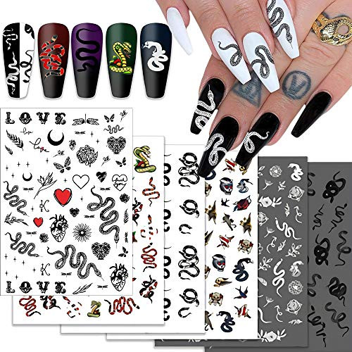 Nail Art Stickers Self Adhesive Nail Art Supplies Decals 6 Sheets Snake Pattern Designer Nail Stickers Luxury Retro Nail Design Kit 3D Nail Sticker Nail Art Decals for Acrylic Nail Art Decorations Nail Art Stickers Self Adhesive Nail Art Supplies Decals 6 Sheets Snake Pattern Designer Nail Stickers Luxury Retro Nail Design Kit 3D Nail Sticker Nail Art Decals for Acrylic Nail Art Decorations