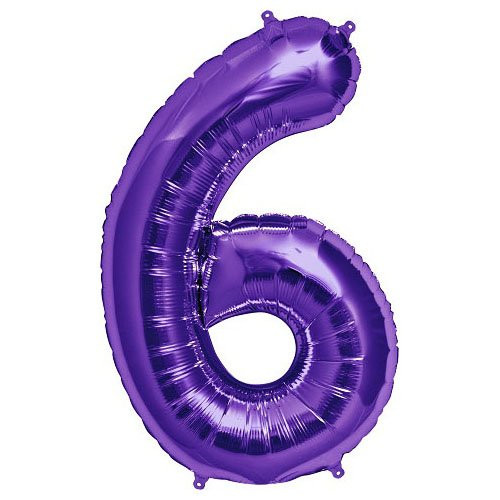NorthStar Foil Balloon 000150 Number 6 - Purple 34",