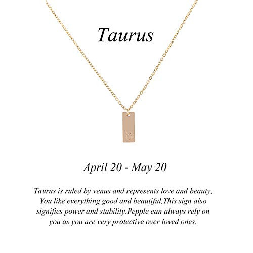 Message Card 12 Zodiac Necklace Woman Constellations Sign Tag Pendant Necklace Birthday Gifts Jewelry -D?Taurus -21 Apr 21 May-- Message Card 12 Zodiac Necklace Woman Constellations Sign Tag Pendant Necklace Birthday Gifts Jewelry -D?Taurus -21 Apr 21 May--