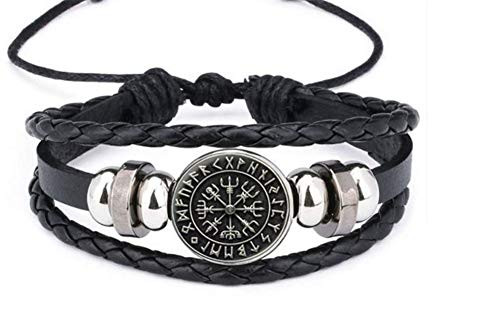 NJ Retro Vikings Runes Bracelet for Unisex - Handmade Leather Odin Viking Norse Wristband Hrungnir Viking Cuff Bracelets Amulet Jewelry for Men Women18cm - 26cm NJ Retro Vikings Runes Bracelet for Unisex - Handmade Leather Odin Viking Norse Wristband Hrungnir Viking Cuff Bracelets Amulet Jewelry for Men Women18cm - 26cm