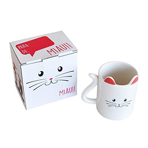 Kitty Cat Mug feb.7 Cute Cat Coffee Tea Ceramic Mug Cup 11 oz Animal Cat With Ears Mug Gifts for Cat Lovers White