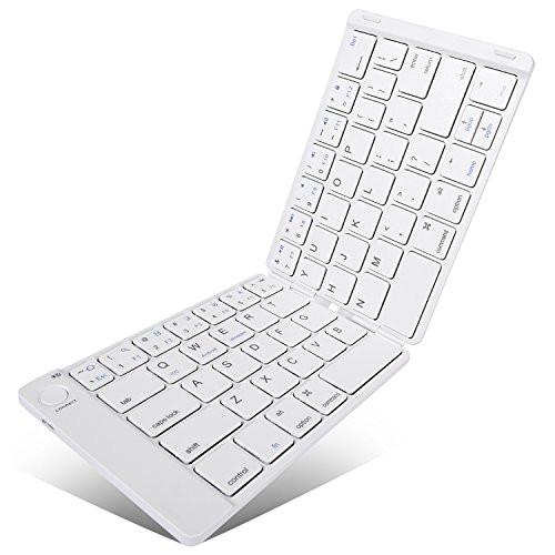 Foldable Keyboard Bluetooth Folding Keyboard Full Size Pocket Wireless Keyboard for iOS Phone Android Smartphone Tablet Windows Laptop (White)