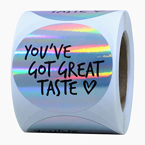 Hybsk You've Got Great Taste Stickers - Black Ink Holographic Silver Business Thank You Stickers Shipping Stickers - 2 Inch Round 300 Total Labels Hybsk You've Got Great Taste Stickers - Black Ink Holographic Silver Business Thank You Stickers Shipping Stickers - 2 Inch Round 300 Total Labels