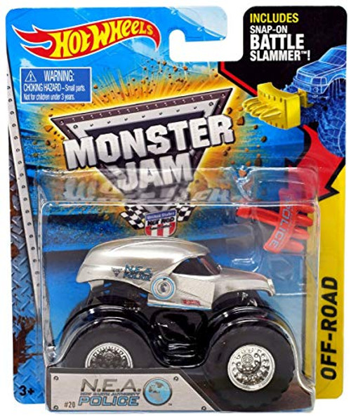 N.E.A. NEA POLICE COP MONSTER JAM TRUCK DIECAST HOT WHEELS 2015 BATTLE SLAMMER