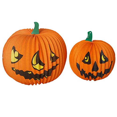 NUOBESTY 2pcs Pumpkin Paper Lanterns Jack-O-Lantern Orange Paper Lanterns Halloween Hanging Decoration NUOBESTY 2pcs Pumpkin Paper Lanterns Jack-O-Lantern Orange Paper Lanterns Halloween Hanging Decoration