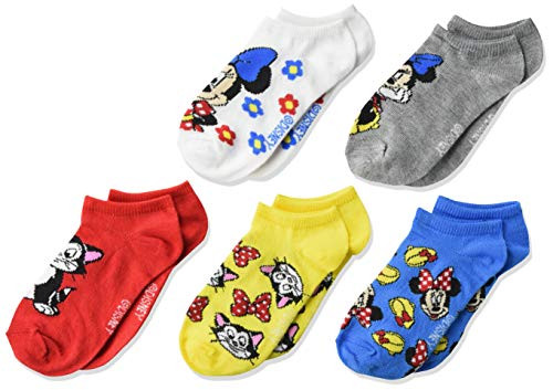 Disney girls Minnie Mouse 5 Pack No Show Casual Sock Assorted Bright Multi Shoe Size 3-8 US