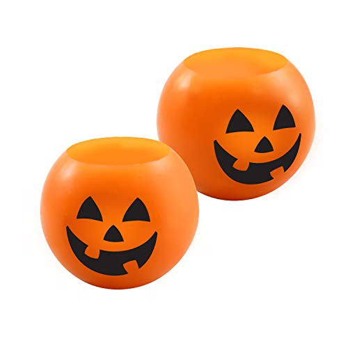 Lumabase 97602 Battery Operated Wax LED Candles-Jack O' Lantern -Set of 2- Orange
