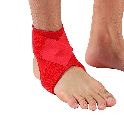 Ankle Support Brace Breathable Ankle Band Wrap Sprain Injury Recovery Sports Ankle Joint Support Strap -Red 1 Pair- -L-
