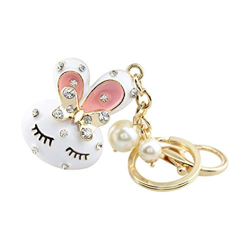 FOY-MALL Cute Rabbit/Bunny Rhinestone Plating Alloy Key Chain for Women H1088