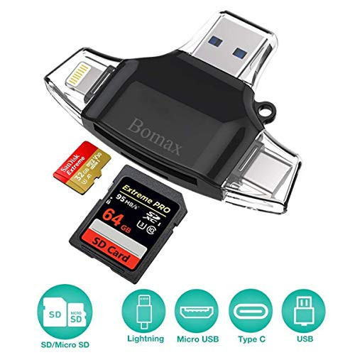 Card Reader,BOMAX SD Micro Card Reader Portable SD Card Reader Tf Card Reader & USB C Micro SD Card Adapter for Computer iPhone iPad GALAXY S8 Android Mac,Micro USB 3.0 Connector