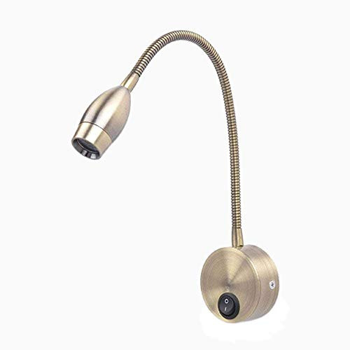 Meanyee Flexible Wall Mount Reading Lights/Bedside Lamp with Switch, 3 Watt CREE LED, Bronze Hard-Wired MY-B032