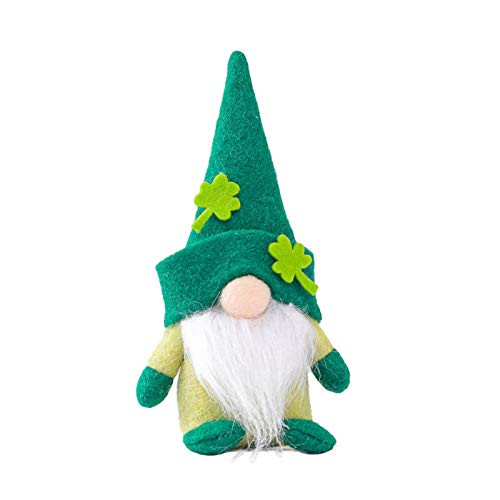 Faceless Doll 2021 St. Patrick's Day Decoration Gnome Handmade Swedish Tomte Plush Doll Irish Day Green Clover Ornaments Standing for Window Home Party Tabletop Collection Figurines Gifts -A-1pc b-