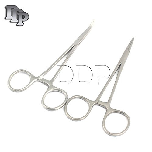 DDP 2 PCS PREMIUM O.R GRADE MOSQUITO HEMOSTAT FORCEPS 5" STRAIGHT AND CURVED VETERINARY DENTAL INSTRUMENTS