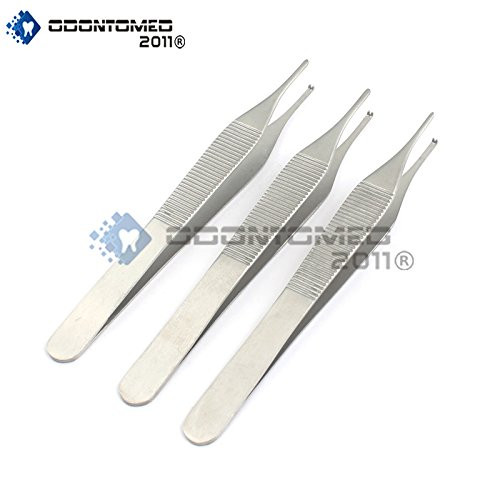 OdontoMed2011 Set of 3 ADSON Tissue Forceps 1X2 O.R Grade Veterinary Dental Instruments ODM