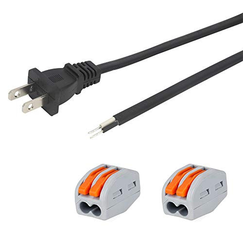 12FT 18 AWG Replacement Power Cord 2 Prong Power Cord Pigtail 18 Gauge Electrical Cord Open End 18AWG Open Wiring Cord 2 Wire Stripped Wire 300V Power Cable Polarized NISPT-2 for Lamp Cord Hair Dryer