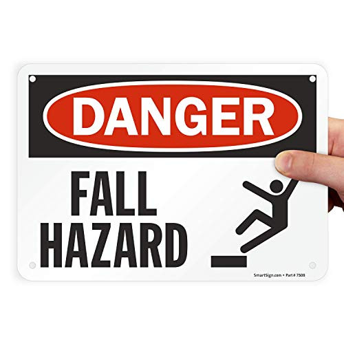SmartSign - U9-2104-NP-7x10 "Danger - Fall Hazard" Sign  7" x 10" Plastic Black-Red on White