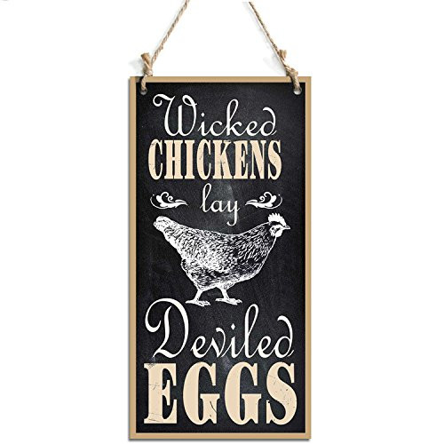 Wicked Chicken Lay Deviled Eggs Sign Perfect For Wall Decoration Black (10" x 5")