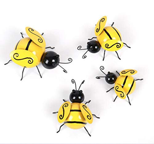 Bumble Bee Wall Decor for Living Room Farmhouse Style Bee Day Decorations for Party Metal Bumble Bee Garden Accents Lawn Ornaments -1PCS M-
