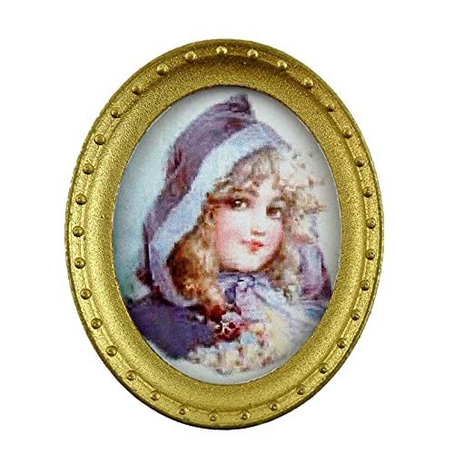 Melody Jane Dolls Houses House Miniature Accessory Young Girl Portrait Picture in Oval Gold Frame B
