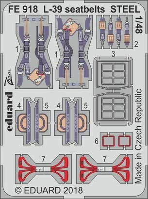 Eduard 1-48 L-39 seatbelts Steel PE Detail Set Special Hobby FE918
