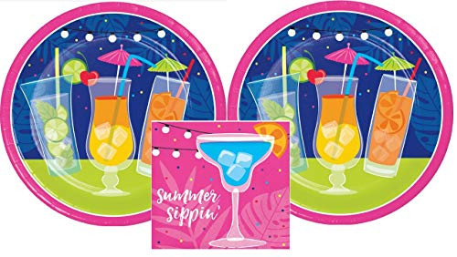 Summer Drinks Summer Sippin' Party Bundle 7" Plates -16- Napkins 16-
