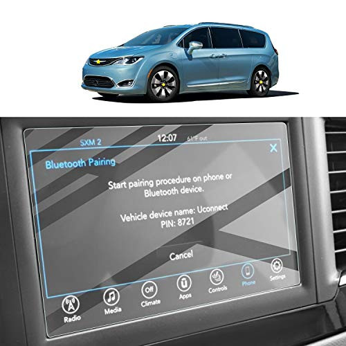 Screen Protector Foils for 2017-2020 Chrysler Pacifica Uconnect Navigation Display Tempered Glass 9H Hardness HD Clear LCD GPS Touch Screen Protective Film -7In-