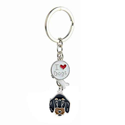 Pet Keychain Dog ID Tag Keychain Ring Portable Metal Corgi Keychain Memorial Key Ring for Women Men Birthday Gifts -7-Dachshund-
