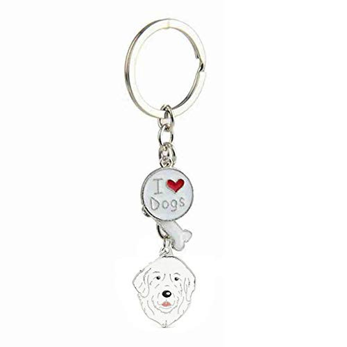 Pet Keychain Dog ID Tag Keychain Ring Portable Metal Corgi Keychain Memorial Key Ring for Women Men Birthday Gifts -14-Great Pyrenes-