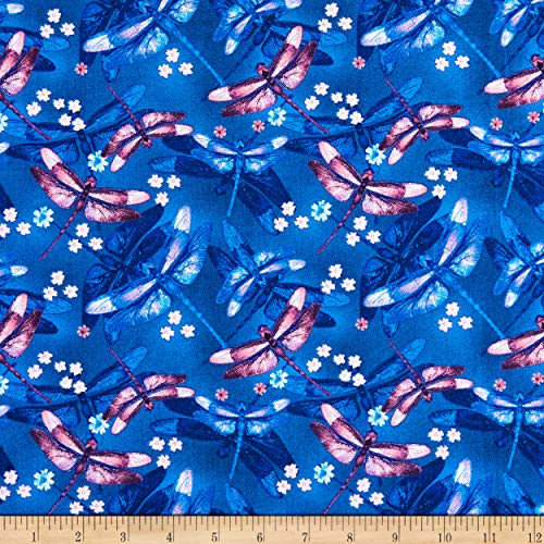 Studio E Fabrics Midnight Hydrangea Dragonfly Fabric Navy
