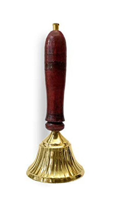 CRAFTSMAN 14 cm Hindu Pooja Puja Brass Bell with Wooden Handle Ghanti for Mandir Jingle Bell for Poojan Christmas