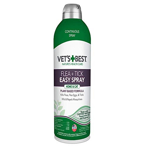 Vet's Best Flea and Tick Easy Spray  Flea Treatment for Cats and Home  Flea Killer with Certified Natural Oils 14 oz