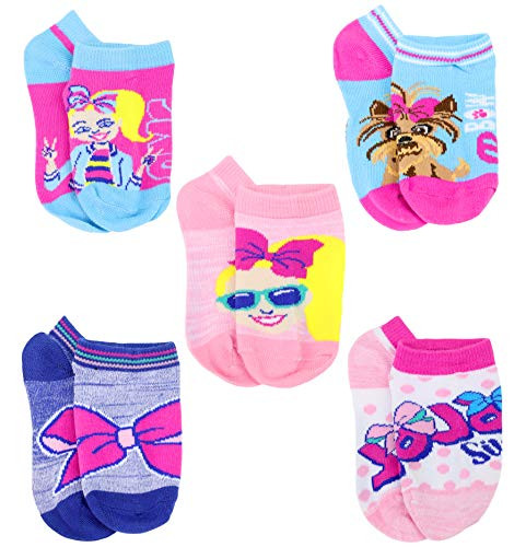Nickelodeon Girl's Jojo Siwa 5 Pack Socks Sock Size- 6-8 -Shoe Size- 10-4- Blue-Pink