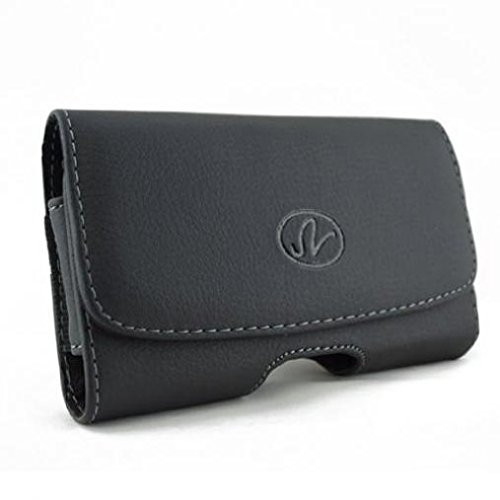 Black Leather Phone Case Side Cover Pouch Holster Belt Clip w Loops for Boost Mobile Motorola Moto E - Boost Mobile Motorola Moto G - Boost Mobile Nokia Lumia 635