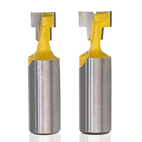 Saiper 1-2 Inch Shank Keyhole Router Bit Set T-Slot Woodworking Grooving Router Bits -3-8  and  1-2 Inch Blade Diameter- Slotting Milling Cutter for Power Tools