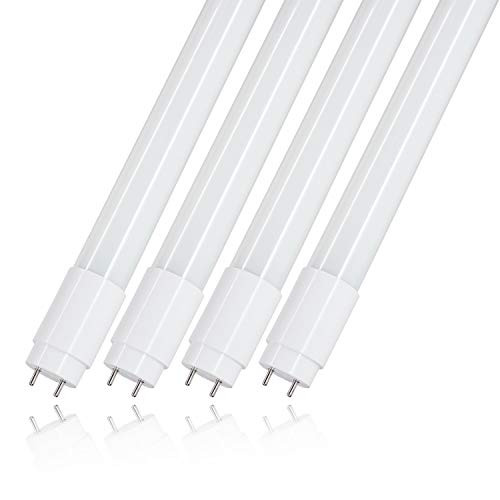 LED Tube Lights 4FT, Romwish 48" 18W(40W Equivalent) T8/T10/T12 Glass Light Bulbs 5000K, Fluorescent Bulbs Replacement, Dual-End Powered, Frosted Cover, Bi-Pin G13 Base, Ballast Bypass (4 Pack) LED Tube Lights 4FT, Romwish 48" 18W(40W Equivalent) T8/T10/T12 Glass Light Bulbs 5000K, Fluorescent Bulbs Replacement, Dual-End Powered, Frosted Cover, Bi-Pin G13 Base, Ballast Bypass (4 Pack)