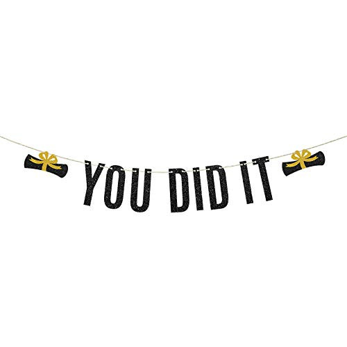 Black Glitter You Did It Banner Congrats Grad Party Banner I'm Done 2021 Graduation Party Decorations Supplies