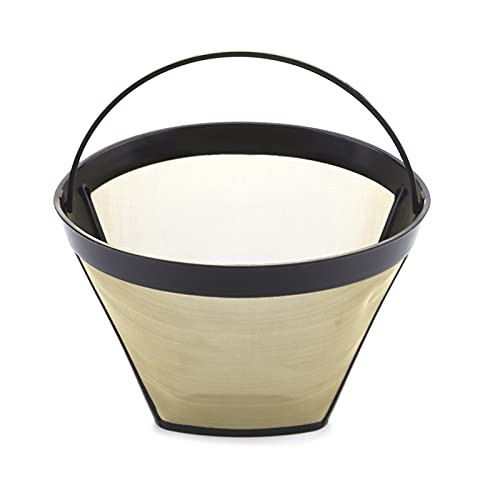 Coffee Filter Jubapoz Reusable Coffee Maker Filter Cone Baskets Gold Tone Filter for Cuisinart Machines and Brewers