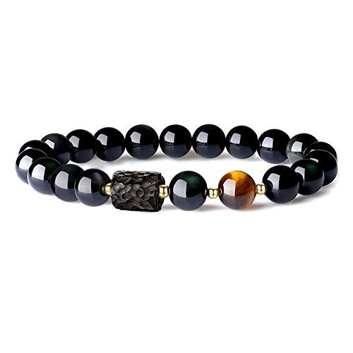 L and C Feng Shui Black Obsidian Wealth Bracelet - Women Mens Bracelets 8MM 10MM Obsidian Crystal Relief Reiki Healing Stone Tiger Eye Stretch Protection Beaded Bracelet Unisex Bring Luck Prosperity-8MM- L and C Feng Shui Black Obsidian Wealth Bracelet - Women Mens Bracelets 8MM 10MM Obsidian Crystal Relief Reiki Healing Stone Tiger Eye Stretch Protection Beaded Bracelet Unisex Bring Luck Prosperity-8MM-