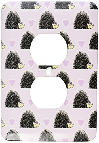 3dRose lsp_165853_6  Cute Hedgehog and Hearts Purple Print 2 Plug Outlet Cover