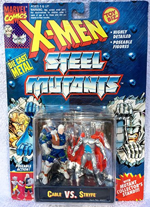 3" Die Cast Metal Cable Vs. Stryfe Action Figures - Marvel Comics X-Men Steel Mutants with Mutant Collector's Stand 3" Die Cast Metal Cable Vs. Stryfe Action Figures - Marvel Comics X-Men Steel Mutants with Mutant Collector's Stand