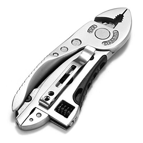 Sportsmax Multifunctional Stainless Steel Construction Tool Set Adjustable Wrench Jaw Screwdriver Pliers Knife for Emergency Equipment and Survival Gear