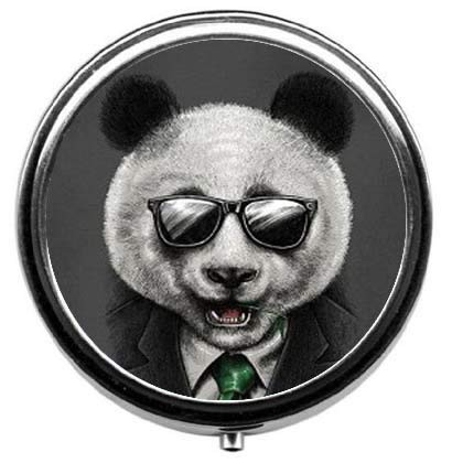 Cute Glasses Panda Pill Box-Pill Case-Round Pill Box-Case- Three-Compartment Pill Box-Pill Case