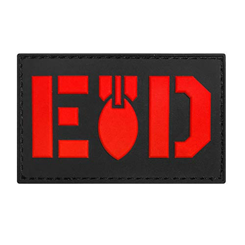 MORTHOME M Explosive Ordnance Disposal Bomb Squad Tactical Military Morale PVC Rubber Patch -Red-