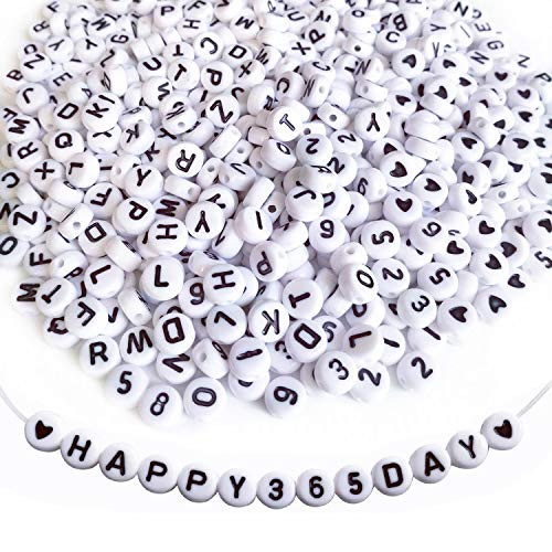 Amaney 1200 Pieces 4×7mm White Round Acrylic Alphabet Letter Beads A-Z Include 100pcs Heart Beads and Number Beads for Jewelry Making Bracelets Necklaces Key Chains Amaney 1200 Pieces 4×7mm White Round Acrylic Alphabet Letter Beads A-Z Include 100pcs Heart Beads and Number Beads for Jewelry Making Bracelets Necklaces Key Chains