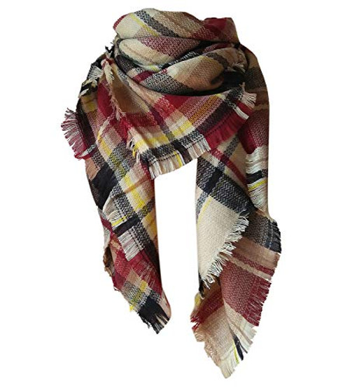 Plaid Blanket Scarf Winter Fall Scarfs for Women Warm Soft Chunky Oversized Tartan Shawls Wraps Scarves-2-Pink blanket scarf- Plaid Blanket Scarf Winter Fall Scarfs for Women Warm Soft Chunky Oversized Tartan Shawls Wraps Scarves-2-Pink blanket scarf-