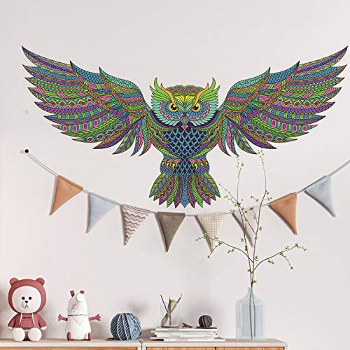 RW-B97 Cartoon Owl Wall Decals Colorful Owl Birds Wall Stickers DIY Removable Cute 3D Animal Wall Art Decor for Kids Boys Girls Bedroom Living Room Nursery Office Classroom Decoration