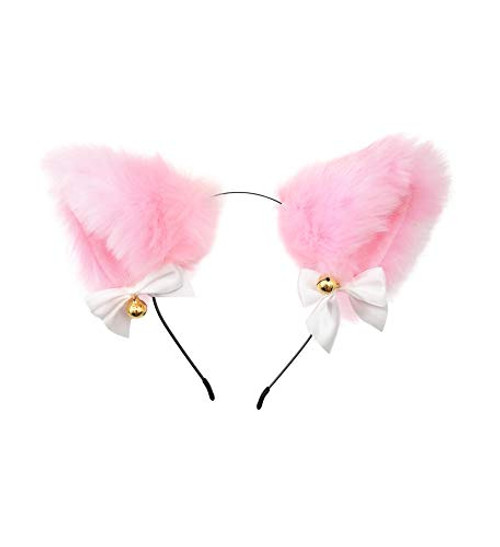 Fxaelian Anime Cute Fox Wolf Cat Dog Ears Headband with Bows Bells Halloween Cosplay Costume Party Headpiece Hair Accessories Hairband Headwear for Adult Kids Pink Fxaelian Anime Cute Fox Wolf Cat Dog Ears Headband with Bows Bells Halloween Cosplay Costume Party Headpiece Hair Accessories Hairband Headwear for Adult Kids Pink