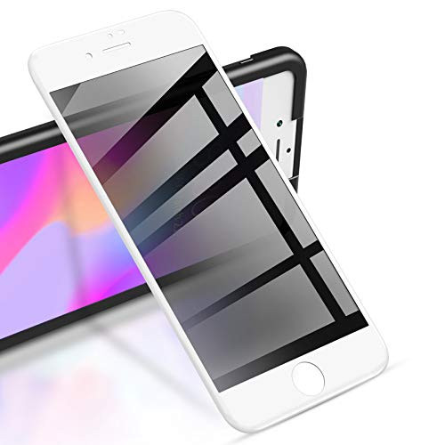RIWNNI Privacy Screen Protector Compatible with iPhone 7 Plus-8 Plus -2 Pack- Anti-Spy Full Coverage Tempered Glass Screen Protector for iPhone 7 Plus-8 Plus 5.5-Inch -Easy Installation Frame- White