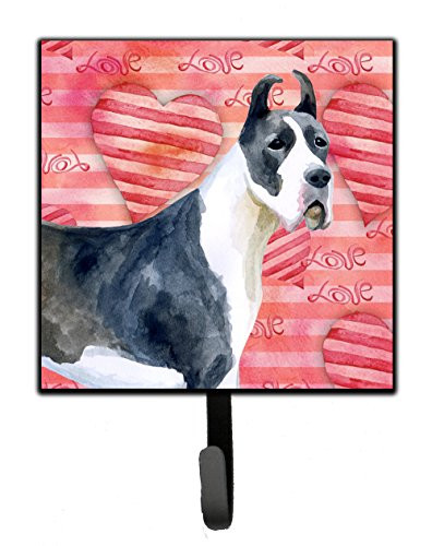 Caroline's Treasures Harlequin Dane Love Wall Hook Small Multicolor